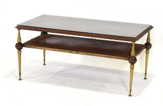In the Hollywood Regency manner, a 1970's (?)Italian rectangular coffee table with brass classical