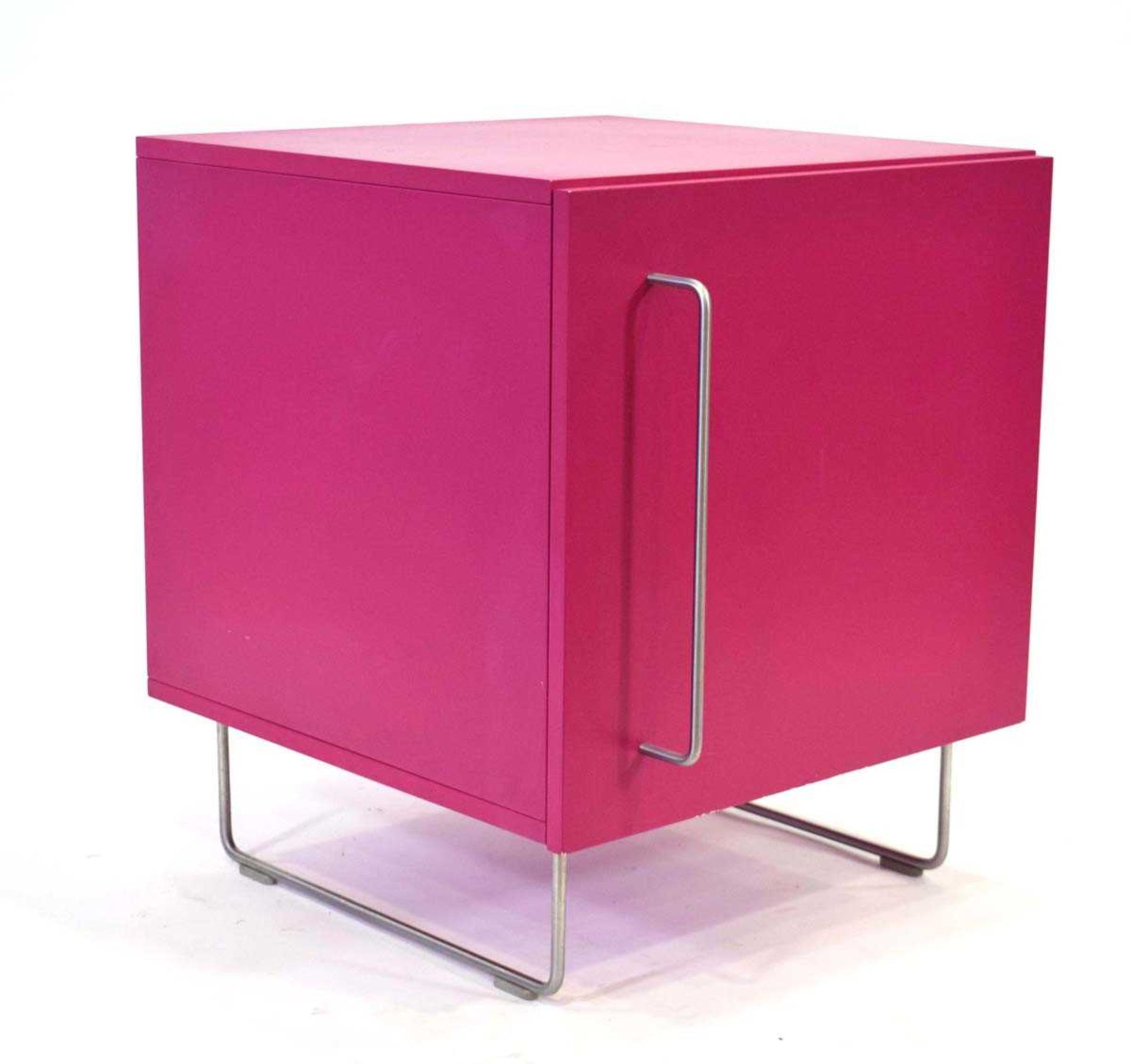 Jasper Morrison for Cappellini, a 'Plan' Range pink lacquered single-door cabinet with stainless