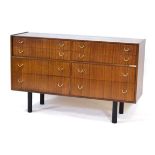 A G-Plan E. Gomme 'Librenza' Range sideboard with an arrangement of eight long graduated drawers,
