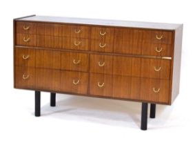 A G-Plan E. Gomme 'Librenza' Range sideboard with an arrangement of eight long graduated drawers,