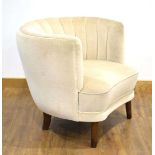 A 1950's Danish 'Shell' armchair upholstered in grey on tapering legs *Sold subject to our Soft