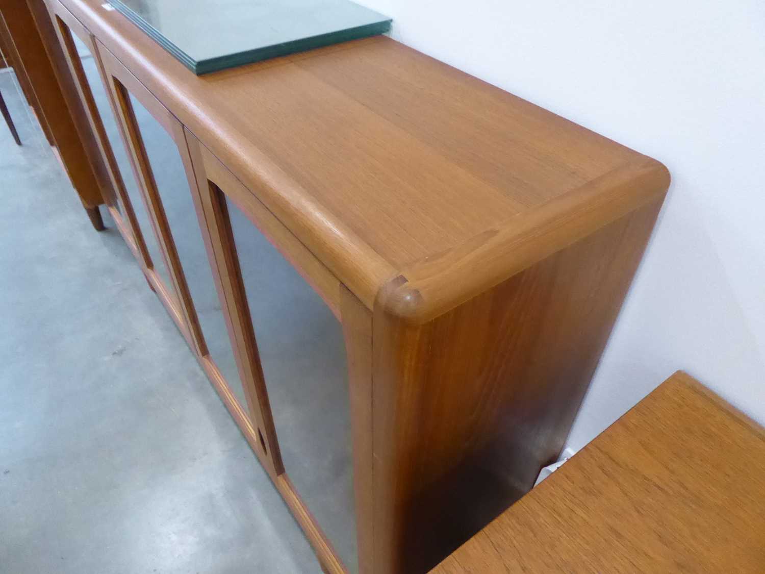 A 1960's 'd-Scan' of Singapore teak sideboard with four glazed doors, on tapering legs, w. 155 cm, - Image 5 of 5