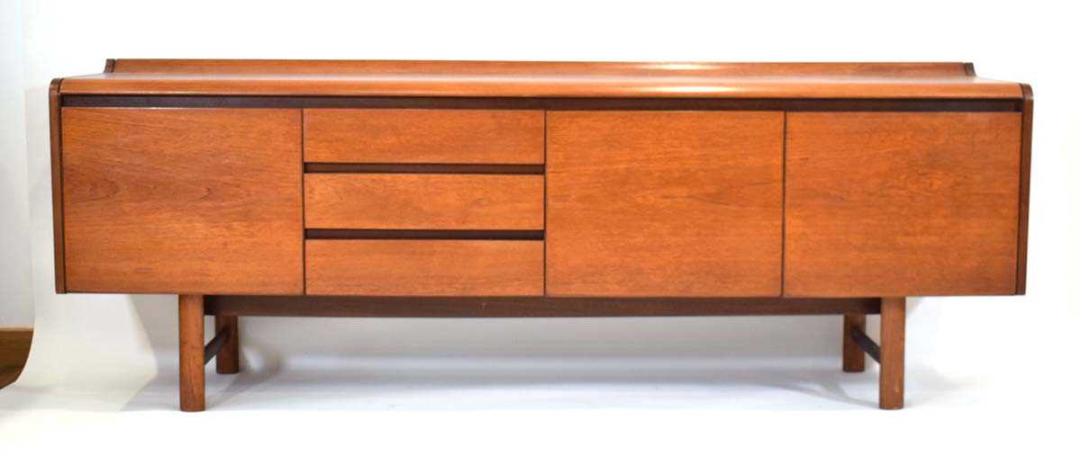 A White & Newton Ltd of Portsmouth teak 'Petersfield' sideboard with three doors, three drawers, - Image 3 of 3