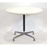 Charles & Ray Eames for Herman Miller, an Aluminium Group bistro table, the laminate surface on a