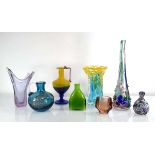 A group of art glass including a Chribska Glassworks vase, a Heinrich Loffelhardt for Schott Zwiesel
