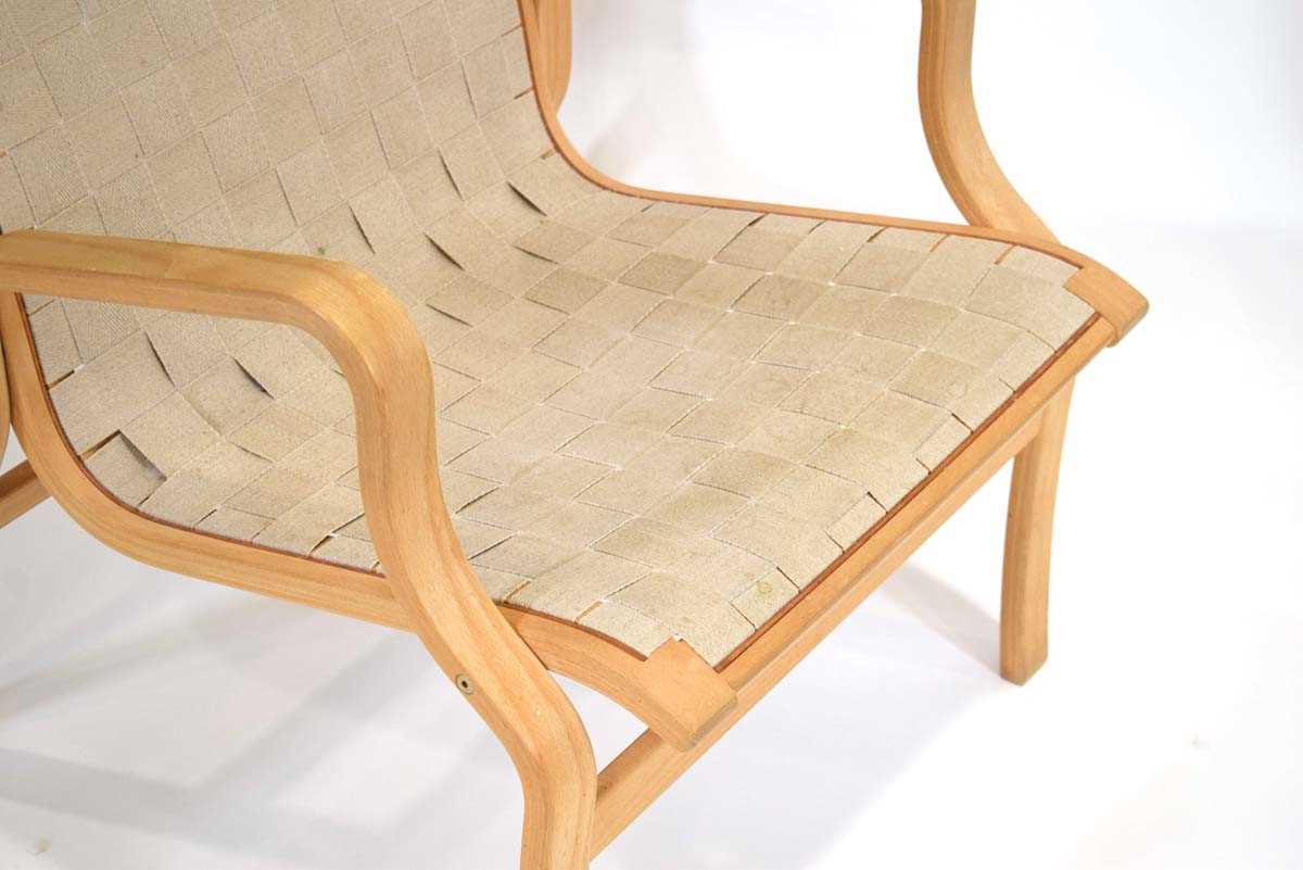 A 1960's Danish beech bentwood armchair with a webbed seat, designed by Finn Ostergaard - Image 2 of 2