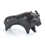 A pottery figure modelled as a stylised bull, w. 32 cm Please see futher images. Some firing