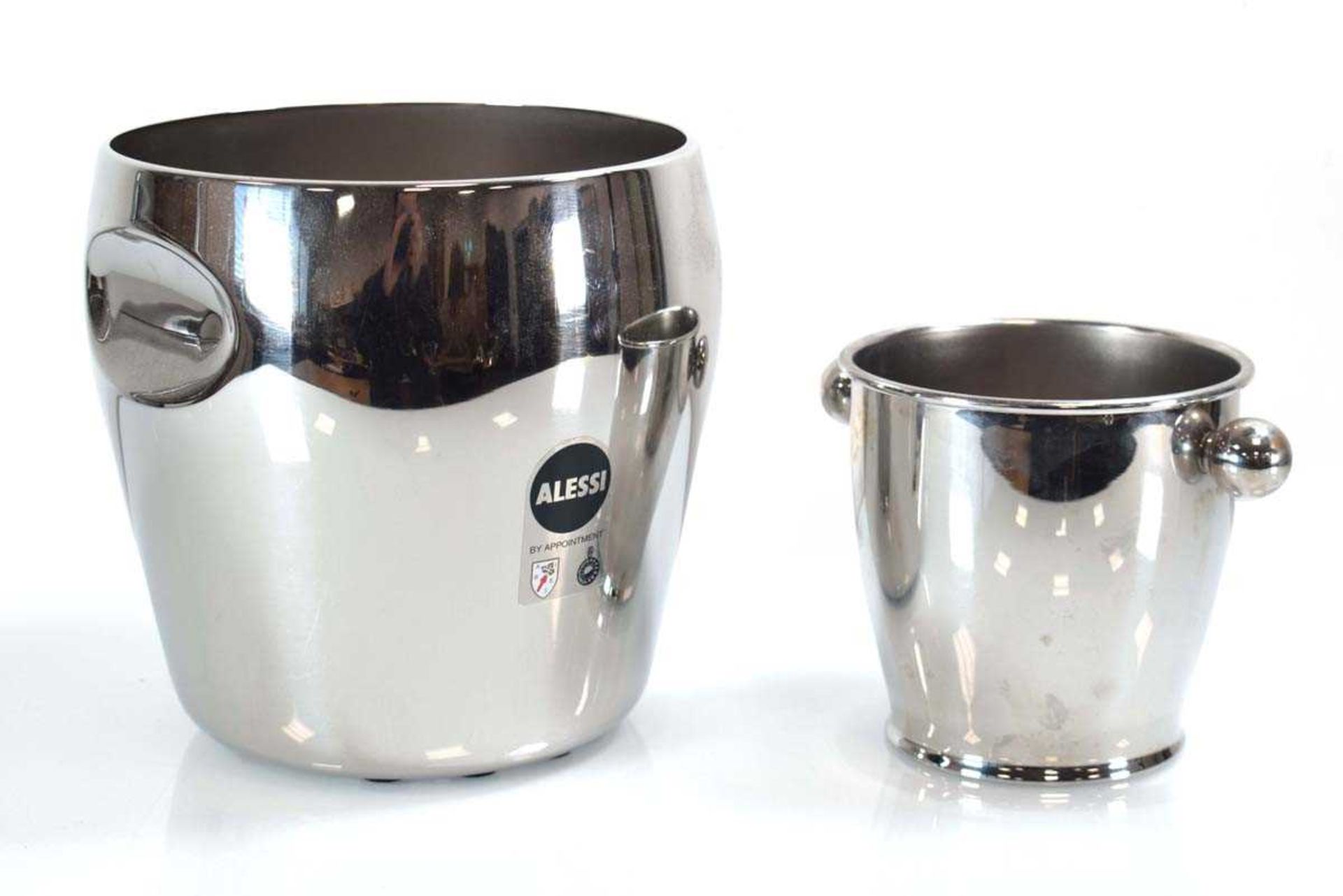 Carlo Mazzeri for Alessi, a Model 872 stainless steel champagne or wine bucket, together with a