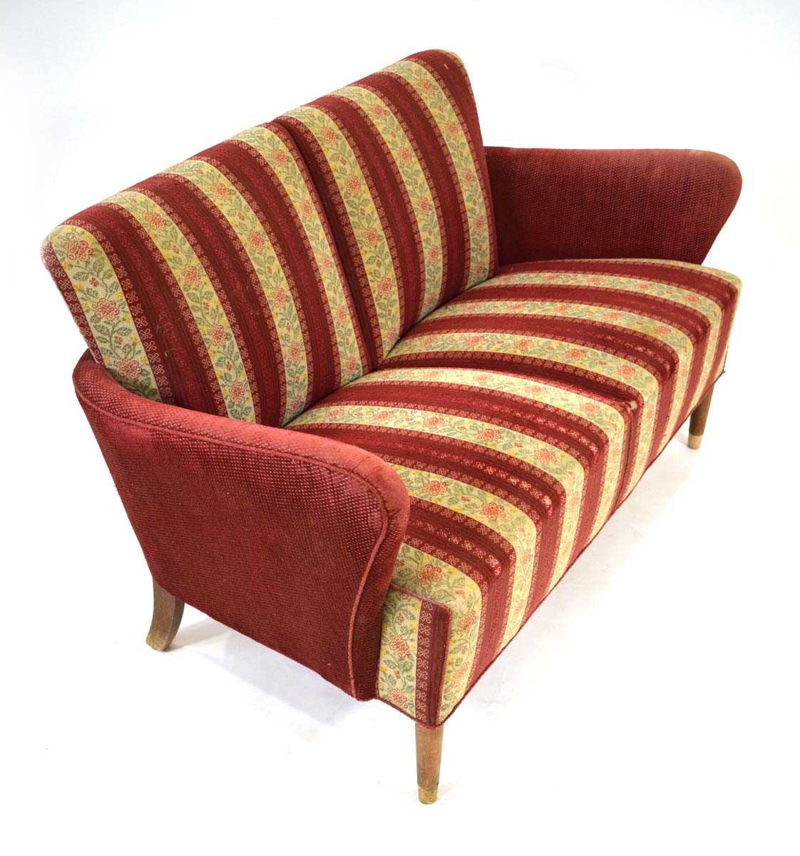 A 1960's Danish two-seater sofa or loveseat with a 'wrap-around' frame, on beech tapering legs *Sold - Image 3 of 13