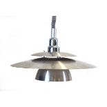 A pair of late 20th century spun aluminium two-tier ceiling lights in the manner of Louis Poulsen (