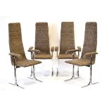 Tim Bates for Pieff, a set of four 'Lisse' Range armchairs upholstered in chevron fabric with flat