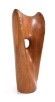 'Concave Form': a yew tabletop sculpture in the manner of Conrad Lewis, initialled CL, h. 32 cm Some