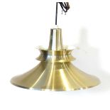 A 1970's Danish brass-finished open ceiling light