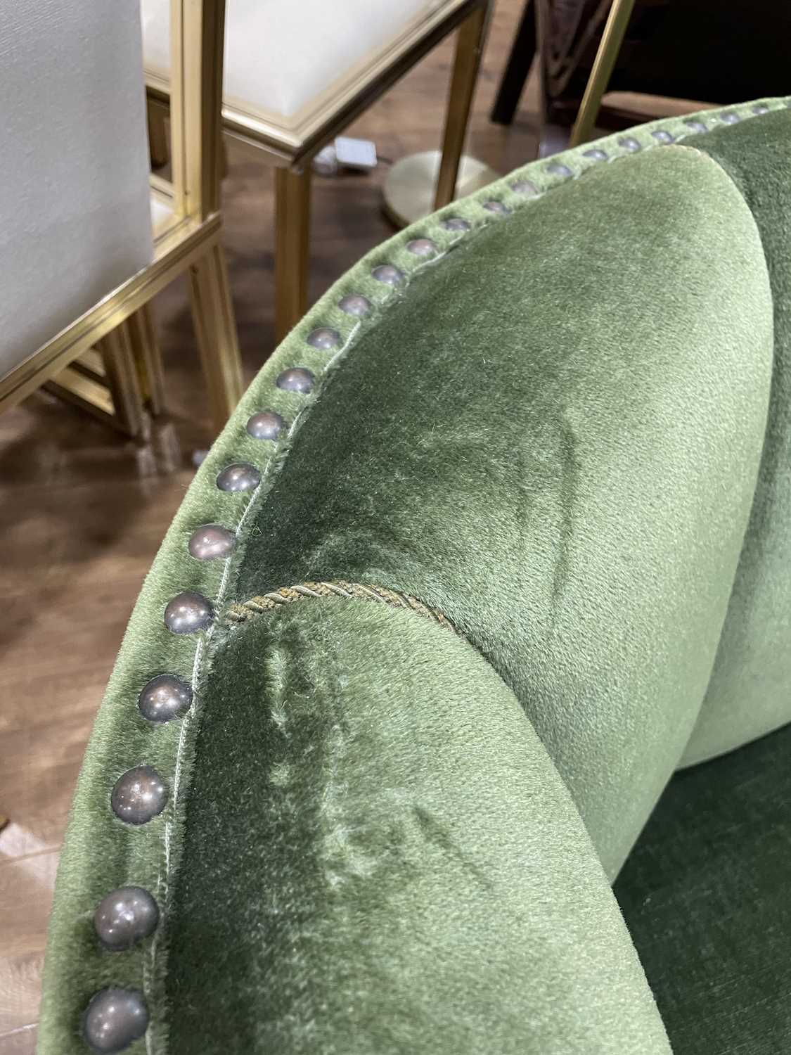 A 1940/50's Danish 'Banana' sofa upholstered in green on mahogany block feet *Sold subject to our - Bild 17 aus 27