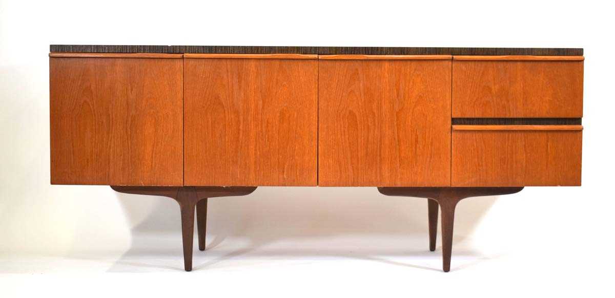 A 1960/70's teak sideboard with two drawers and three drawers, on associated legs, w. 180 cm, h. - Image 2 of 2