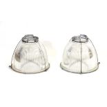 A pair of British holophane industrial pendant light shades, di. 41 cm, h. 32 cm