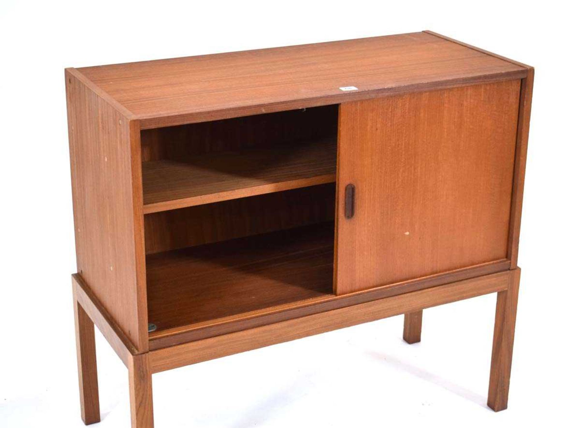 A 1970's teak cabinet with two sliding doors on square legs, 89 x 40 x 43 cm - Image 3 of 3