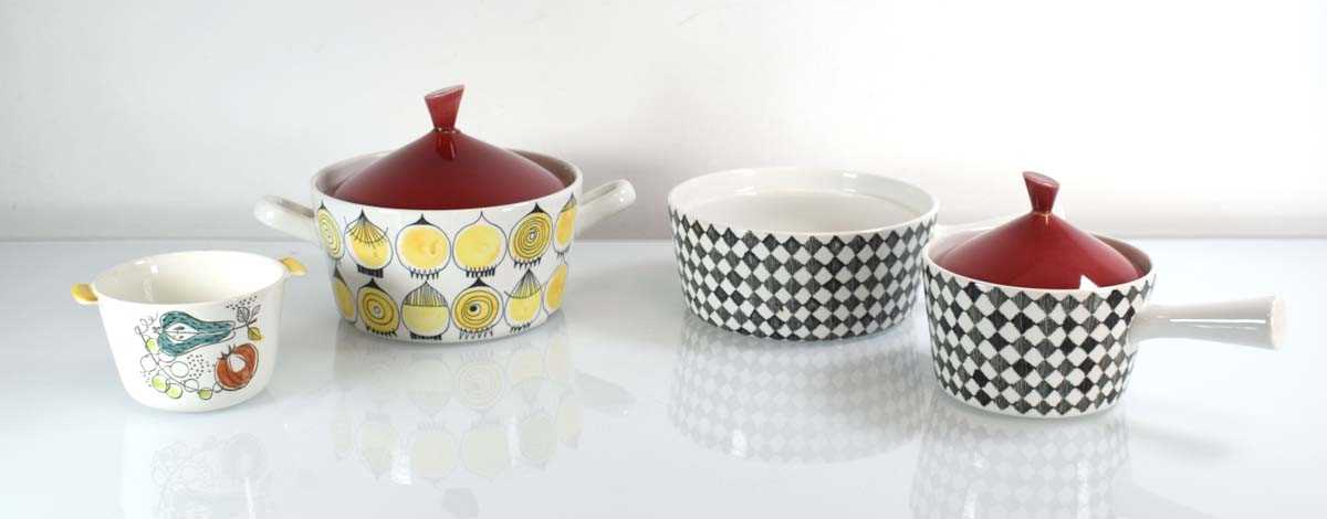 Marianne Westman for Rorstrand, two 'Red Top', one 'Picknik' and one 'Granada' oven ware casserole