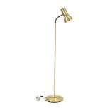 A 1970's Danish brass-finished single-spot adjustable standard floor lamp Lead cut, working order