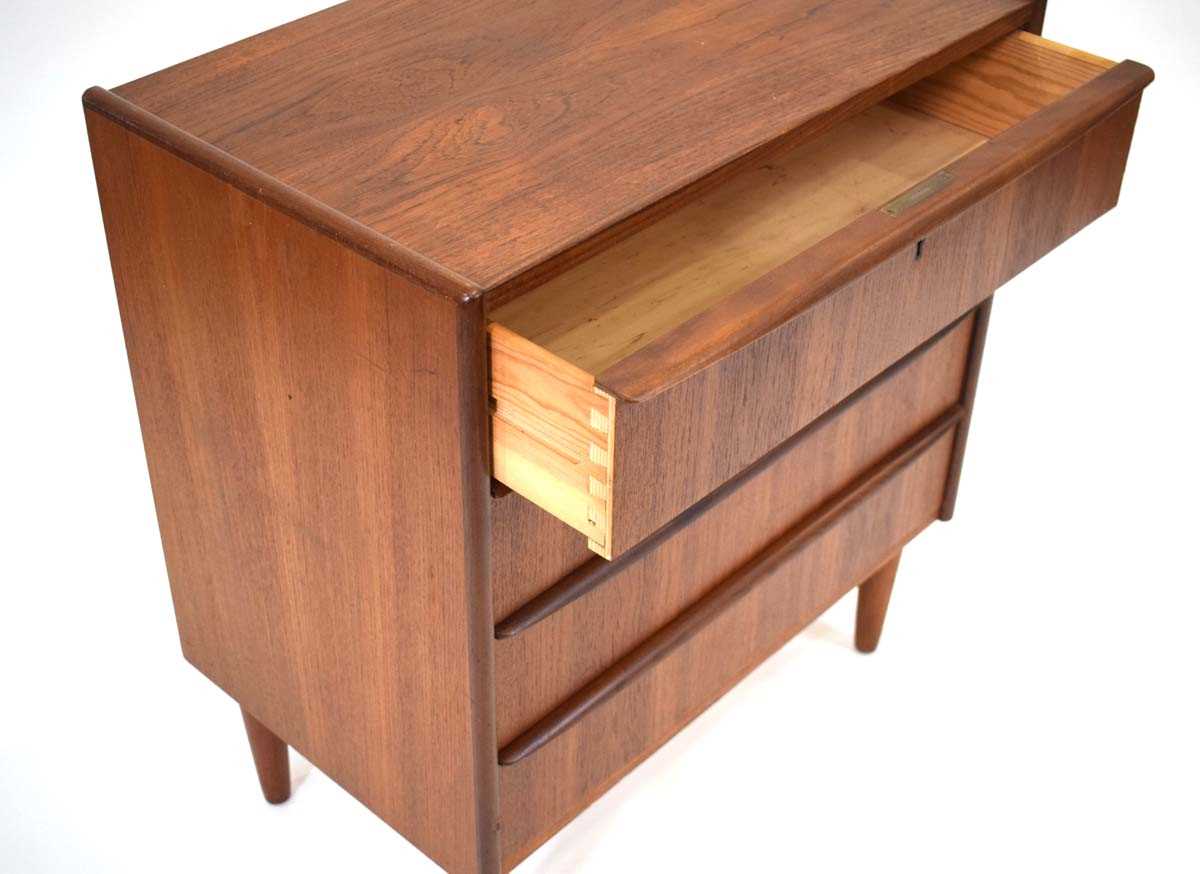 A 1960's Danish teak chest of four drawers with organic handles, on later turned feet, 67 x 41 x - Image 3 of 3