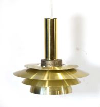 A Danish brass finished four-tier ceiling light in the manner of Louis Poulsen