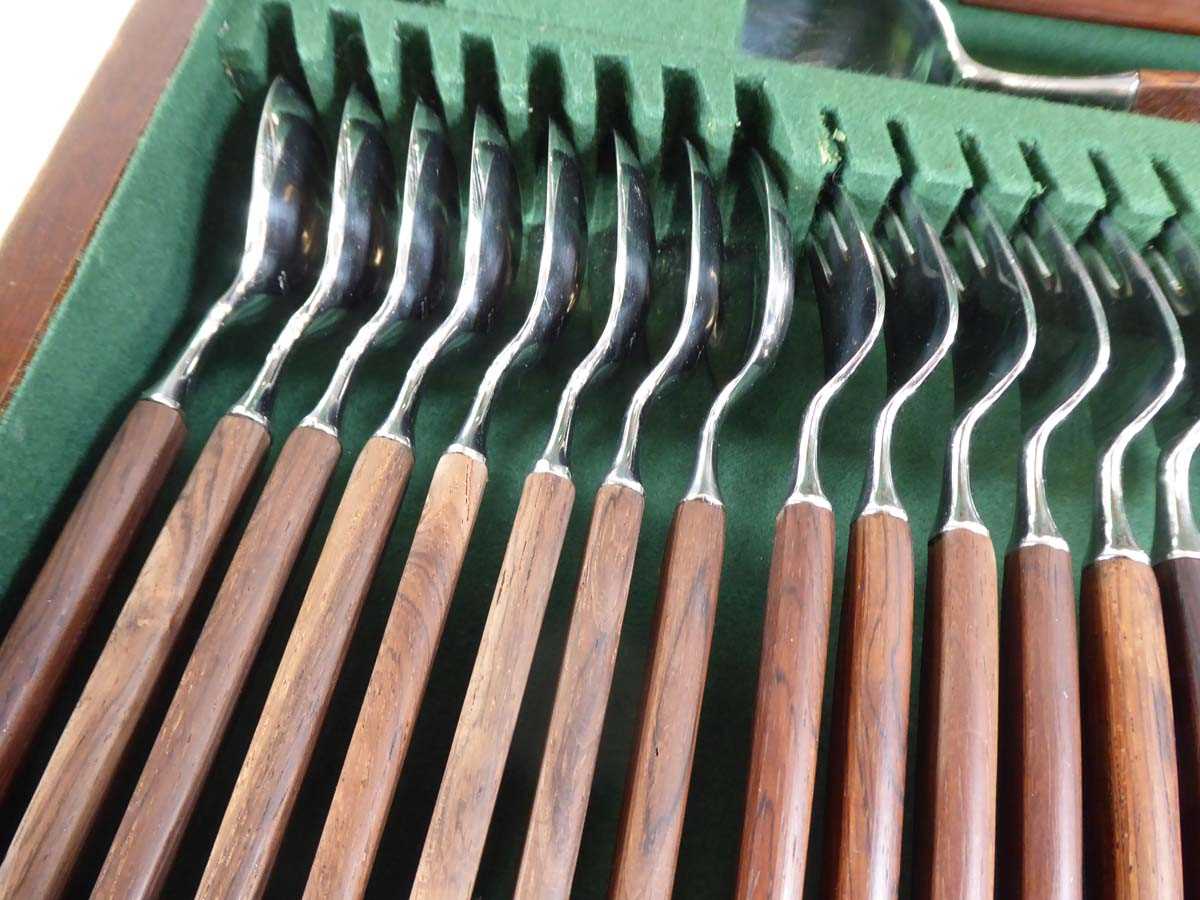 A late 1950's eight-sitting set of Danish cutlery with rosewood handles and stainless steel blades - Image 2 of 2