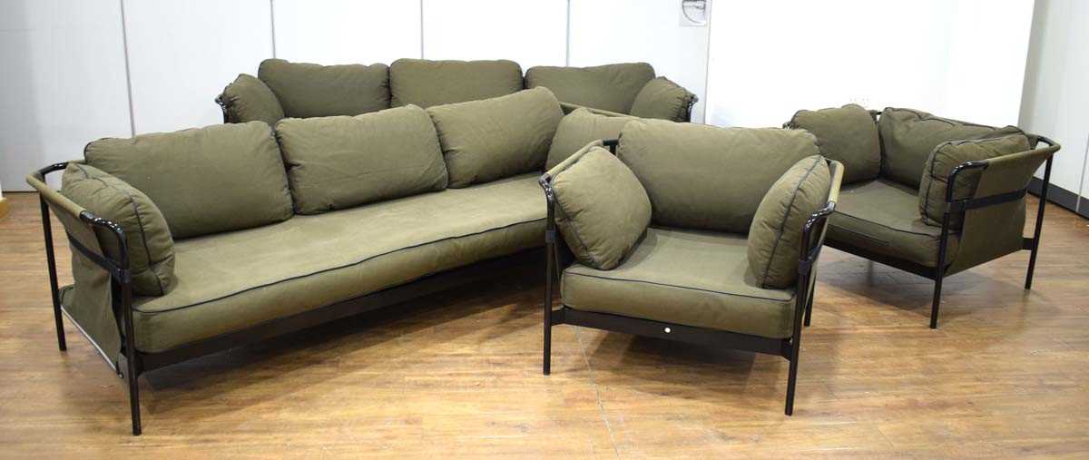 A pair of three-seater 'Can' sofas by Hay together with a pair of matching armchairs (4) *Sold