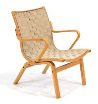 Finn Ostergaard for Kvist Mobler, an 'Alberts 29000 Serie' beech bentwood and canvas webbed lounge