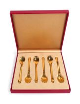 A cased set of six gilt Modernist apostle coffee spoons