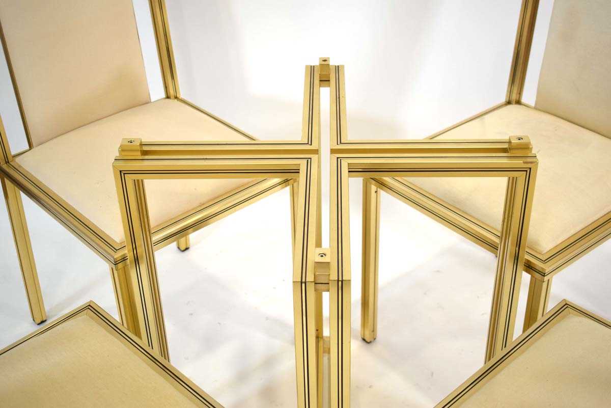 A 1970's French gilt lacquered table base by Pierre Vandel, together with a matching set of four - Image 2 of 3