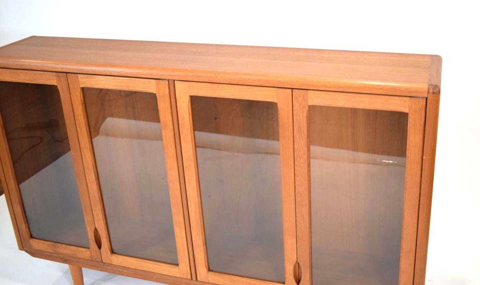 A 1960's 'd-Scan' of Singapore teak sideboard with four glazed doors, on tapering legs, w. 155 cm, - Image 2 of 5