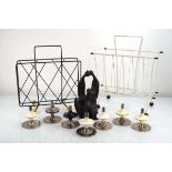 A set of seven candle holders in the style of Nagel, together with an Austin Sculptures figural
