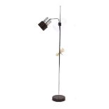A 1970's Danish aluminium standard lamp with a single partially brown-enamelled shade Lead cut,
