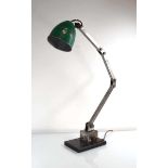 A 1950/60's Memlite adjustable lamp with a green enamelled shade