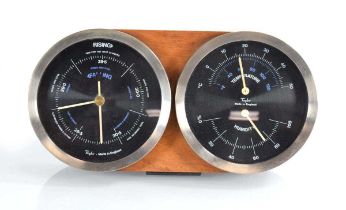 Kenneth Grange for Short & Mason, a Taylor desk thermometer and barometer in a teak frame, stamped