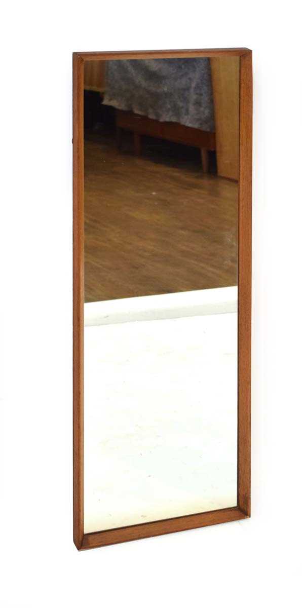 A 1960's teak-framed rectangular wall mirror, 90 x 30 cm