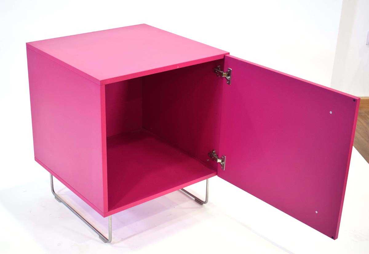 Jasper Morrison for Cappellini, a 'Plan' Range pink lacquered single-door cabinet with stainless - Image 3 of 3