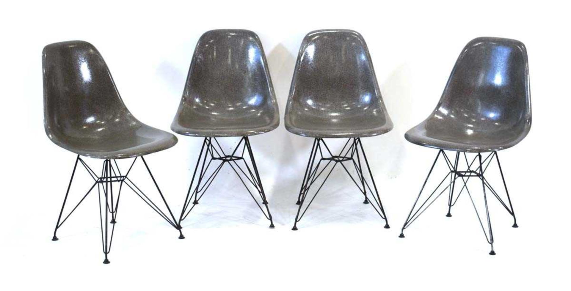 Charles & Ray Eames for Hille, under license from Herman Miller, a set of four fibreglass shell