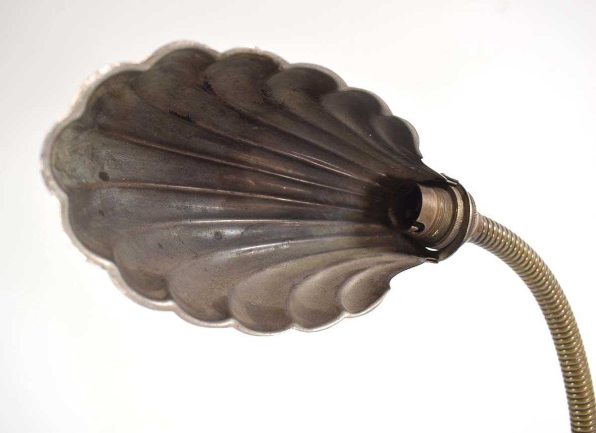 A 1930's "Supreme" 'Entirely British Made' desk lamp with a shell-shaped shade and adjustable neck - Image 3 of 4