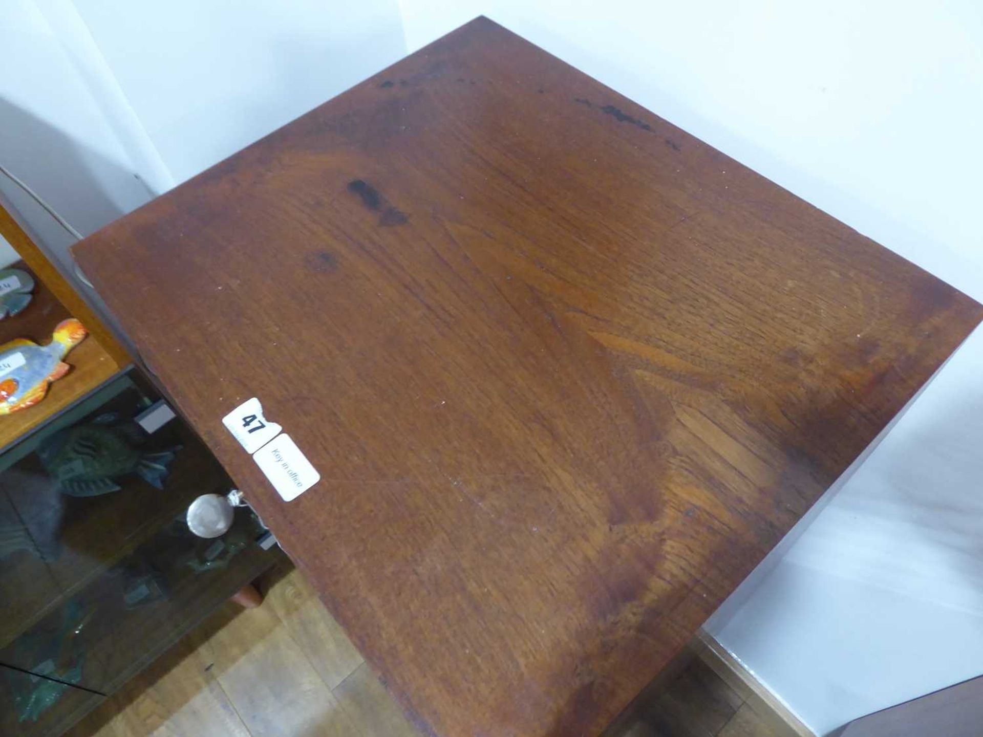 A 1950's Danish teak tambour cabinet fitted with seven beech drawers on a plinth base, 45 x 35 x 108 - Image 8 of 10