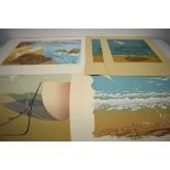 Rita Burns (1928-2022), a group of nine collagraph and etchings depicting beach/seascapes (9) *