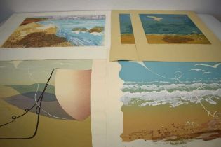 Rita Burns (1928-2022), a group of nine collagraph and etchings depicting beach/seascapes (9) *