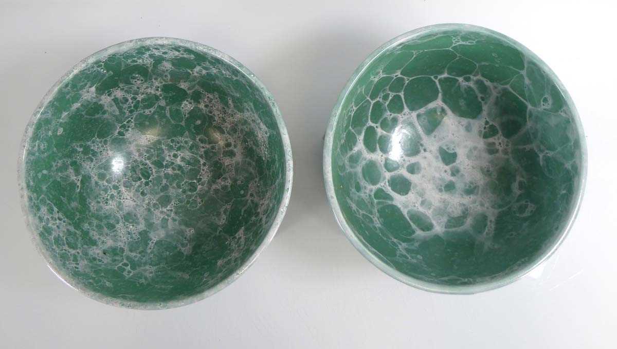 A pair of Jonathan Adler mottled green bowls, di. 21 cm (2) Overall good. No chips or cracks. Very - Image 2 of 2