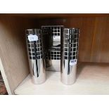 A set of four Georg Jensen 'Matrix' stainless steel vases including two cubes and two cylinders (4)