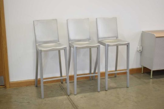 Philippe Starck (French, b.1949) for Emeco, a set of three brushed aluminium 'Hudson' stools, - Image 1 of 12