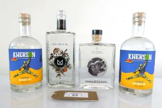 +VAT 4 bottles of Gin, 2x Kherson Liberation Limited Edition Gin for Ukraine made in Australia 38%