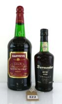 2 bottles, 1x Half Burmester Ruby Port & 1x Harveys Club Amontillado Medium Dry Sherry 1 litre