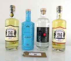 +VAT 4 bottles of gin, 1x The King of Gins Counting King Rhubarb & Custard Gin by Curious Cat 42%