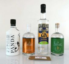 +VAT 4 bottles of gin, 1x Panda Organic Gin from Belgium 40% 70cl, 1x Herno Botanical flavoured