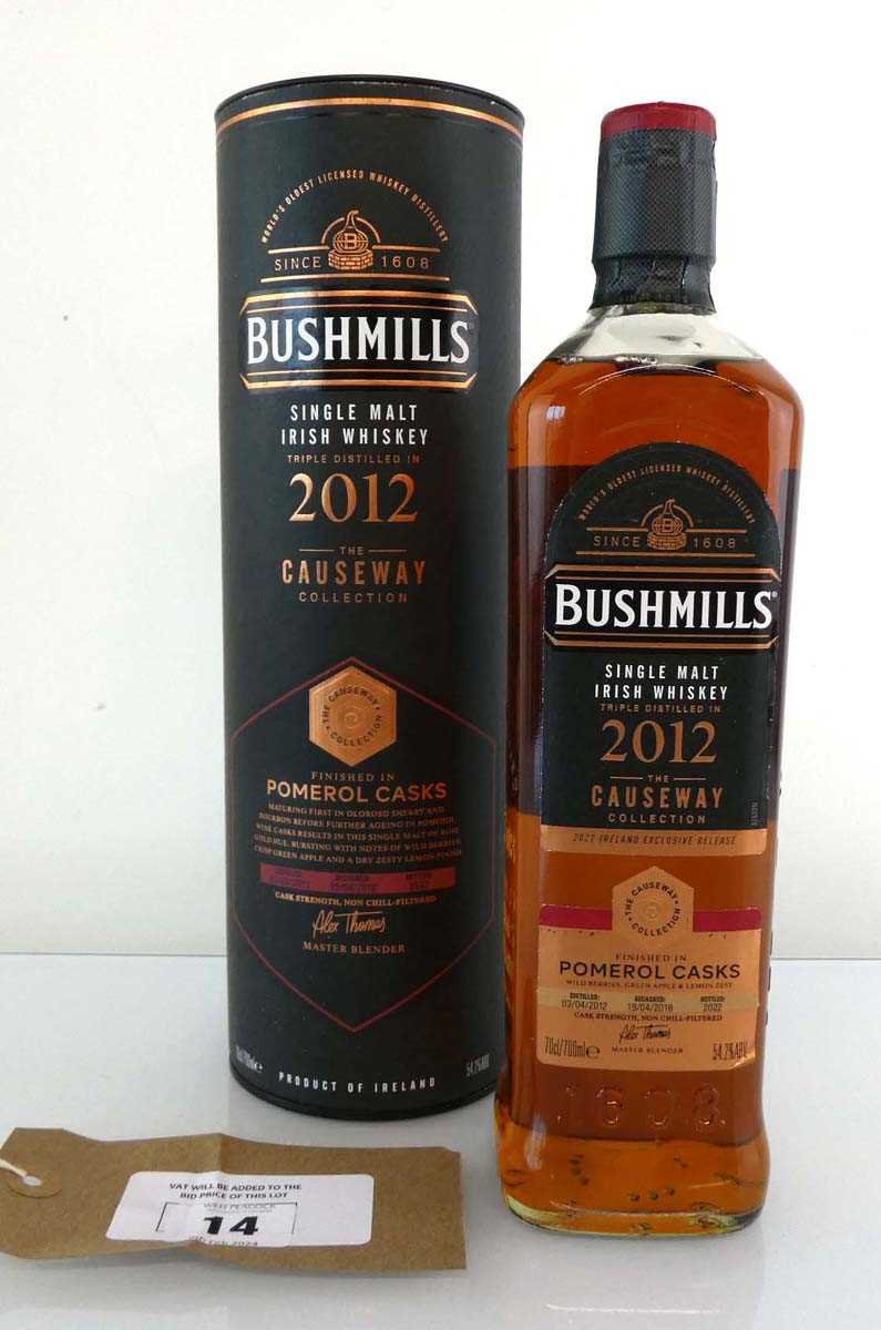 +VAT A bottle of Bushmills 2012 Single Malt Irish Whiskey The Causeway Collection Pomerol Casks with